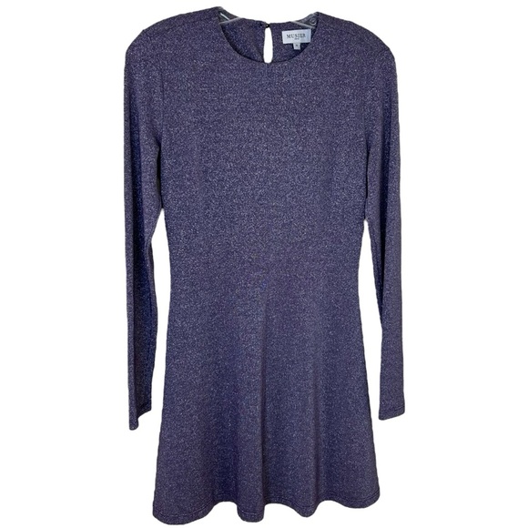 Musier Paris - Mini, Long Sleeve, Shimmer Knit Dress - Size 4-US (36 FR) Purple - Picture 5 of 17